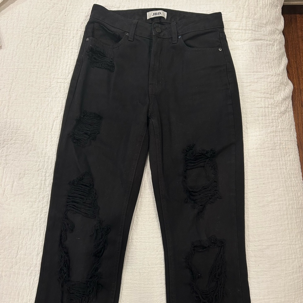 Black Wide Leg Ripped Jeans